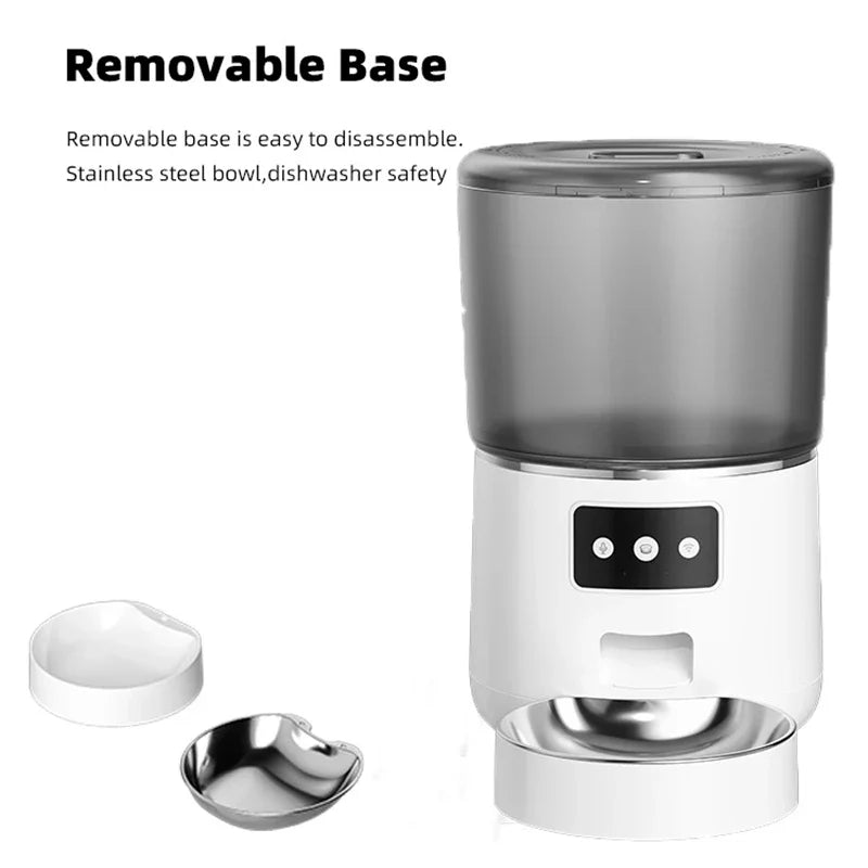 Automatic Pet Feeder 4L Capacity Smart Timer Tuya Control Food Dispenser with Stainless Steel Bowl Dogs Cats Feeding Supplies
