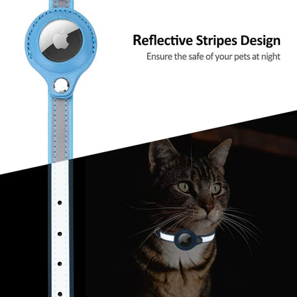 Adjustable Leather Pet Collar for Apple Airtag, Location Tracker, Dog, Cat, Anti-lost, Reflective Protection Case,Dog Products