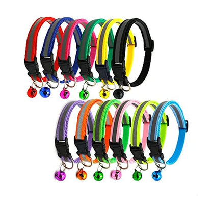 Cat and Dog Universal Reflective Collar Neck Ring Necklace Bell Pet Products Safety Elastic Adjustable Pet Reflective Collar