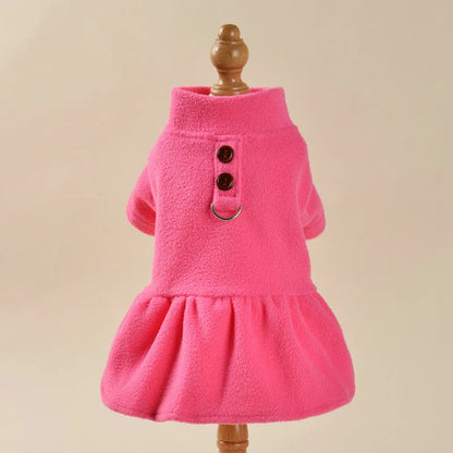 Thermal Fleece Dog Dress for Small Dogs Girl Winter Dog Sweater Puppy Clothes Chihuahua Yorkie Teacup Pet Outfit Cat Apparel