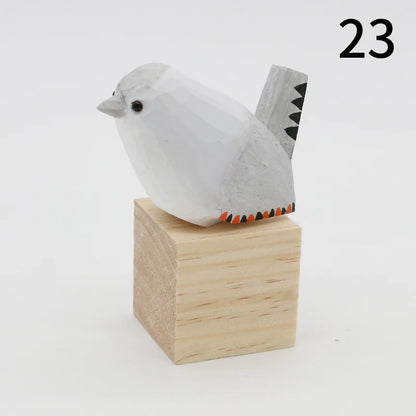 Wooden Bird Figurine Ornaments Handmade Carving Animals Miniature Crafts Art Decor Home Desktop Decoration Children Gifts