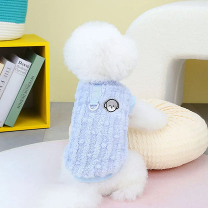 Winter Pet Clothes Warm Coral Fleece Dog Vest Pullover Jacket Puppy Dog Sweater with D Ring for Small Medium Dogs Cats Costume