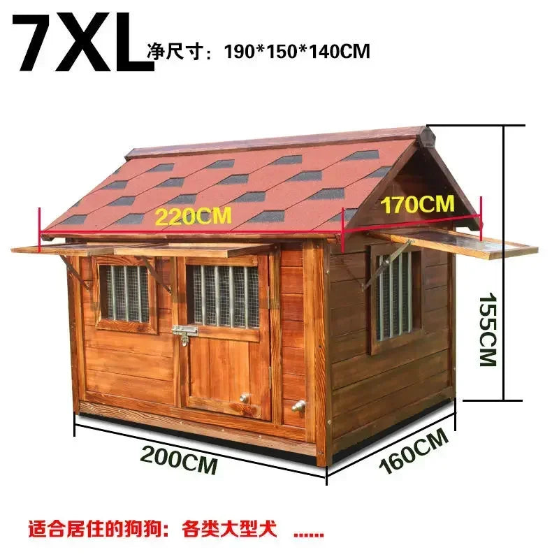 Outdoor Solid Wood Labrador Kennel Waterproof Small Medium Large Dog Cage Golden Retriever Teddy Kennel