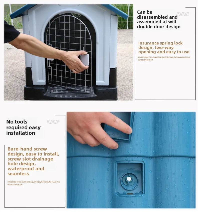 Outdoor kennel with toilet, sun protection in summer, universal in all seasons, outdoor rain-proof dog house, warm in winter, s
