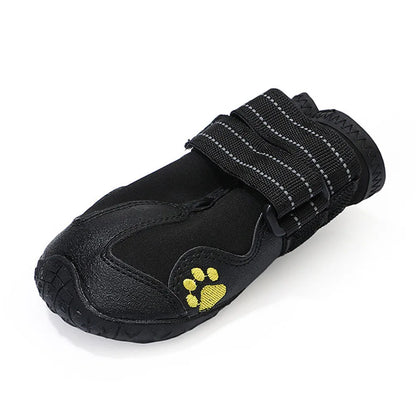 4pcs/set Pet Dog Shoes Reflective Waterproof Dog Boots Warm Snow Rain Pet Booties Anti-slip Socks Footwear For Medium Large Dogs