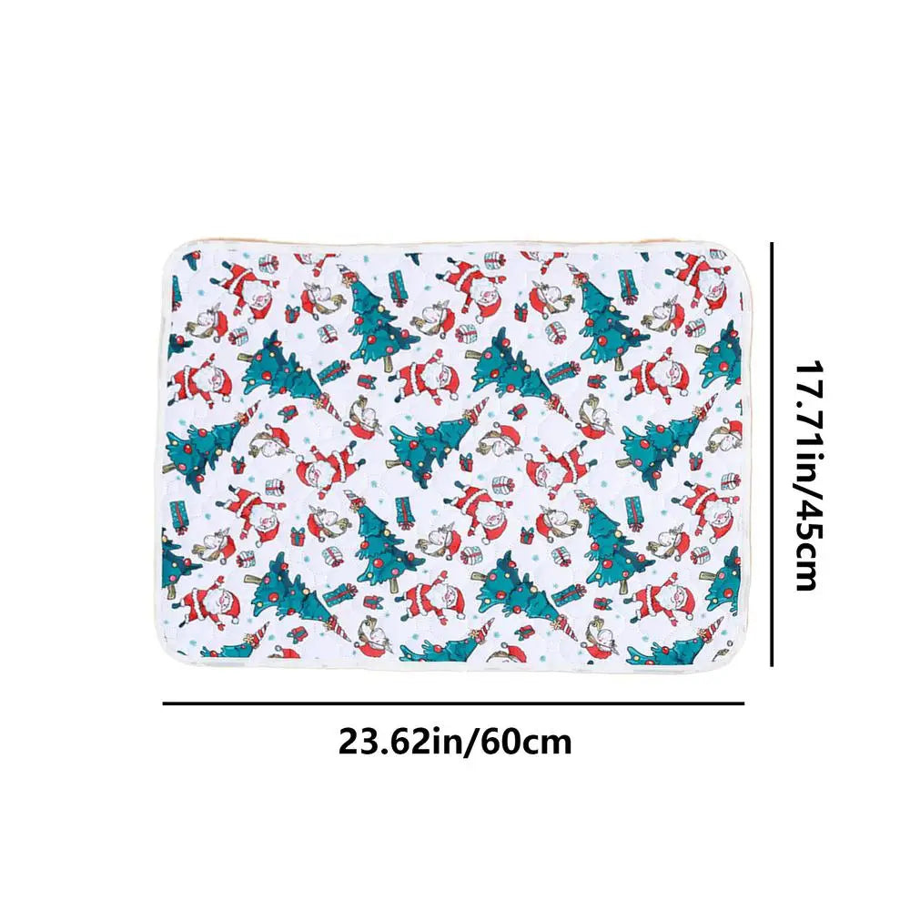 Reusable Puppy Pads Christmas Theme Pet Pee Pads Leak-Proof Puppy Pads Pee Pee Pads Super Absorbent Whelping Mat 60*45cm