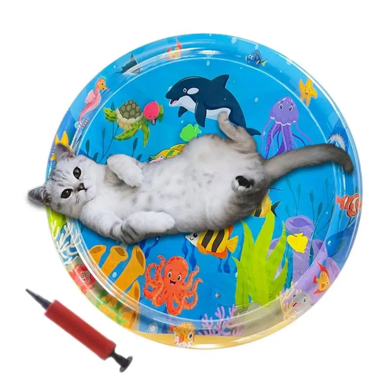 Cats Water Sensory Play Mat Sea Fish Themed Mat Pet Kids Play Sensory Water Pad Children Game Water Sensor Play Pad Gift Pad