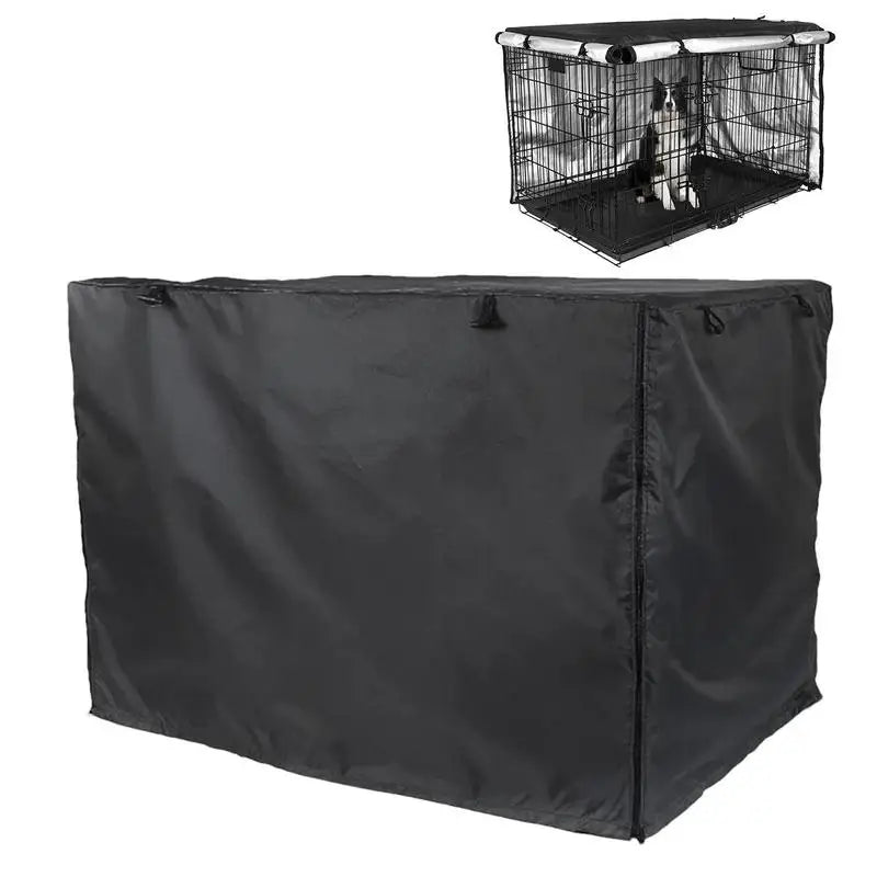 Dog Cage Cover Silver Coated Oxford Cloth Dog Kennel Cover Breathable Double Door Cage Cover Crate Cover With Ventilation