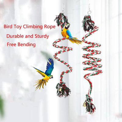 50/100/150/200cmParrot Bird Standing Toys Cotton Rope Colorful Toy Chew Perches for Bird Cage Standing Woven Rope Bird Accessory