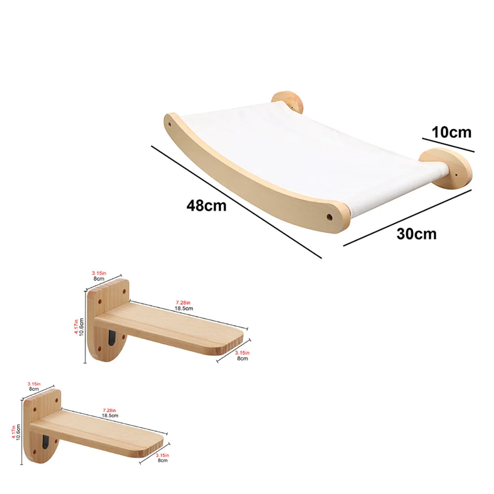 Cat Wall Furniture Wooden and Sisal Climbing Shelves Stairway and Ladder Cat Bridge Scratching Post for Grinding Claws and Rest