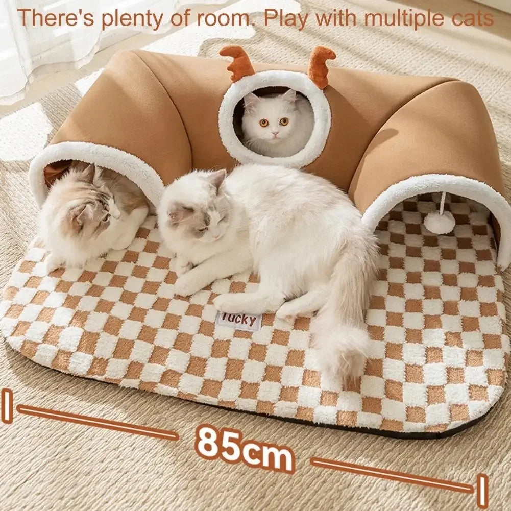 Cats Pet Products Warm Supplies Christmas Goods for Winter Basket Houses Habitats Kitten Accessory Bed Dog All Things Mat Beds