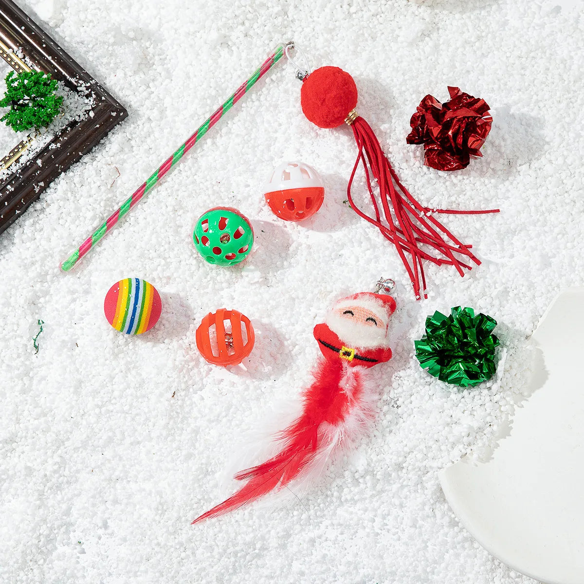 Cat Toy Cat Teaser Sticks Christmas Cat Toy Set New Product Cat Fun Stick Bell Ball Fun Interactive Pet Supplies