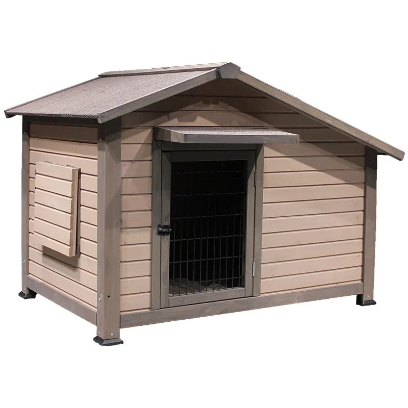 Outdoor Solid Wood Sunscreen Rain Protection Dog House Kennel Large Medium-sized Dog Courtyard Villa Universa