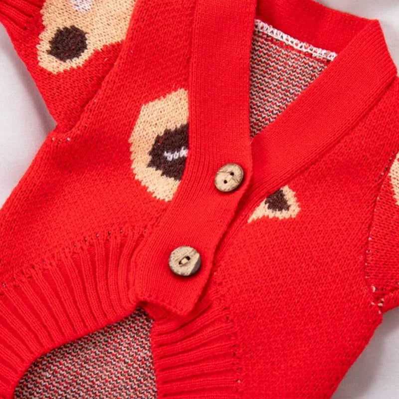 Dog Sweater 2024 Bear Print Cardigan Coat Dog Knitted Sweater Chihuahua French Bulldog Bichon Fashion Dog Clothes Puppy Apparel