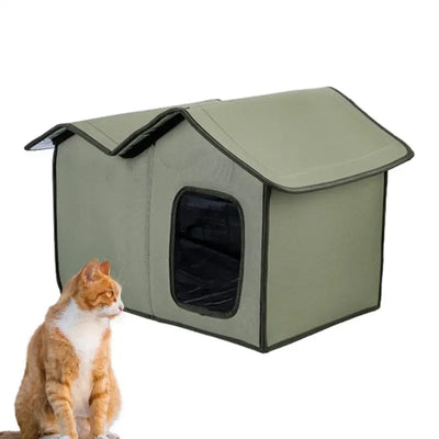 Cat Outdoor House Large Insulated Cat Shelter Waterproof Weatherproof Pet House With Transparent Door Washable Cat Hut For Pets