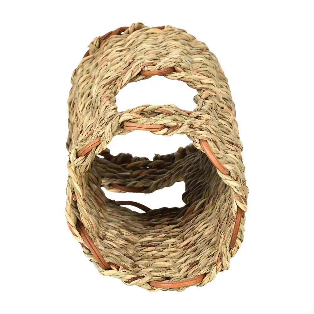 Hamster Grass Tunnel Natural Grass Tunnel Hamster Spacious Nest Indoor Pet Hideaway Hut Small Animals Activity Center for Dutch