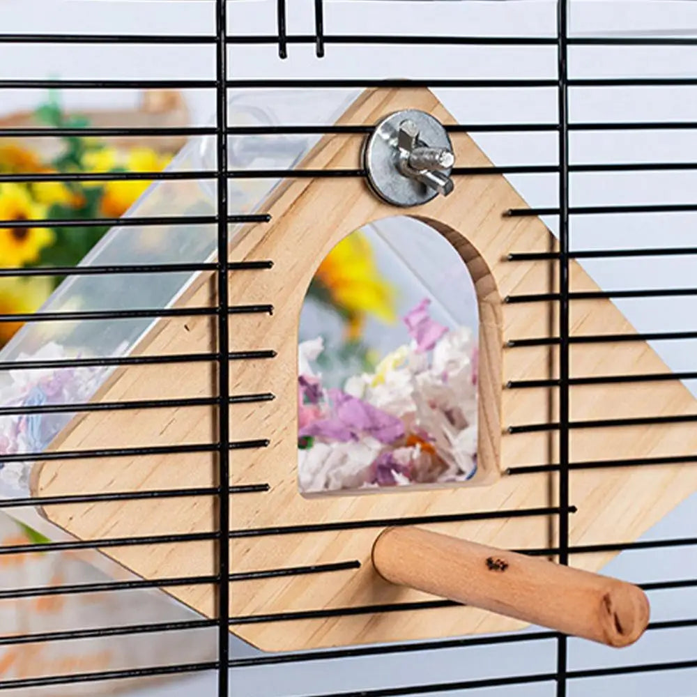 Parakeet Nesting Box Wood Bird Cage House Easy To Clean Transparent Bird Nesting Box For Budgie Bird Breeding Box