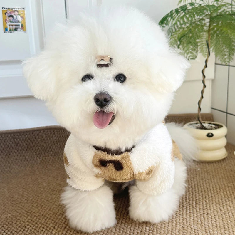 Winter Warm Fleece Dog Jumpsuit Pet Dog Clothes for Small Dogs Autumn Four Legs Pajamas Plush Dog Coat Chihuahua Poodle Costumes