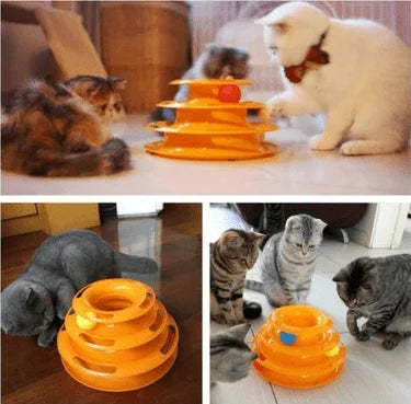 4 Levels Cat Toy Tower Turntable Roller Balls Toys Interactive Intelligence Training Track Puzzle Funny Games Accessories