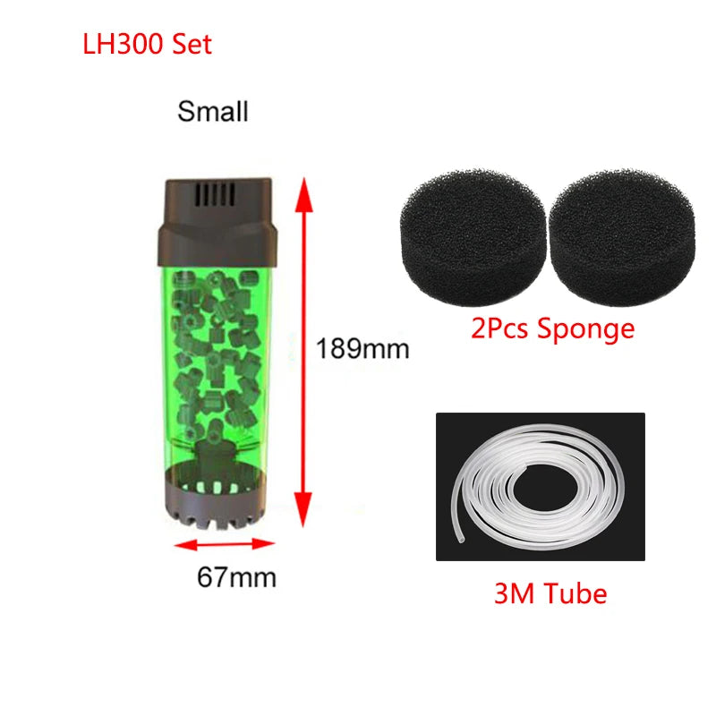 Aquarium Fish Tank Fluidized Moving Bed Filter Bubble Bio Media Filter Fish Tank Sponge With Sucker Air Stone And Sponge Filter