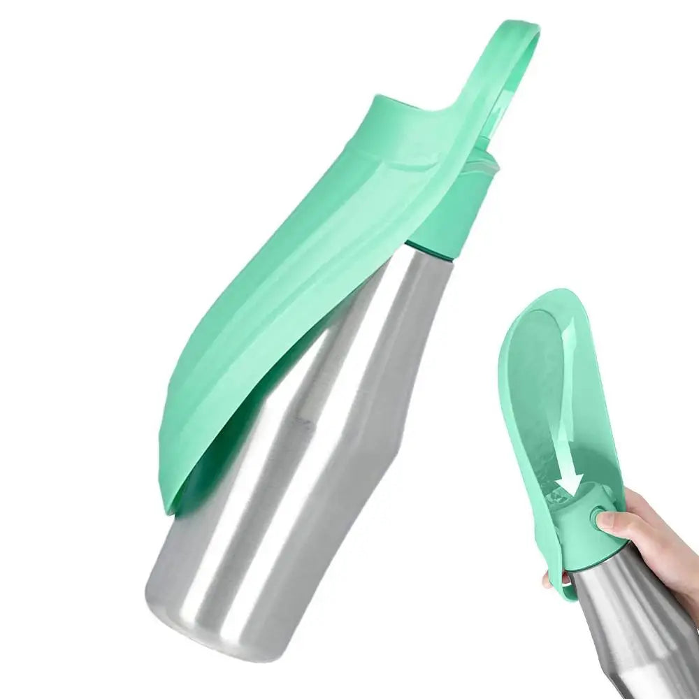 Portable Water Bottle For Dogs 27oz Stainless Steel Travel Water Dispenser Pet Accessories 2 In 1 Dog Water Bowl For Most Sizes
