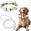 Elegant Dog Wedding Flower Collar and Leash Set for Medium Dogs,Dog Wedding Attire Wreath Bow Pearl Leash Pet Wedding Photo Prop