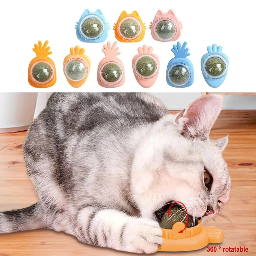 Catnip Wall Spin Ball Catnip Ball Toy Edible Cat Catnip Toys Promotes Digestion Enhances Appetite Wall Cat Lick Ball for Cat