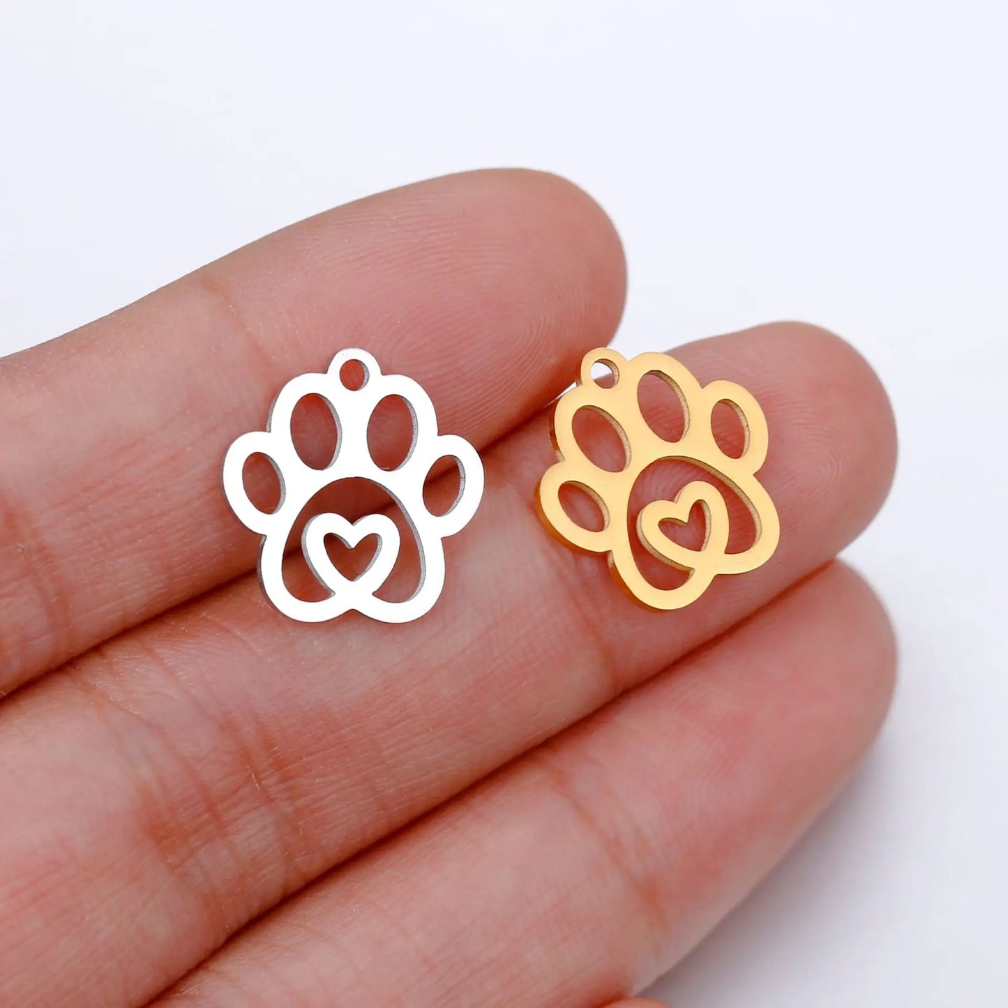 5Pcs/Lot Stainless Steel Cat Dog Claw Charms Cute Animal Claw Love Pendant For DIY Bracelet Necklaces Jewelry Making Accessories