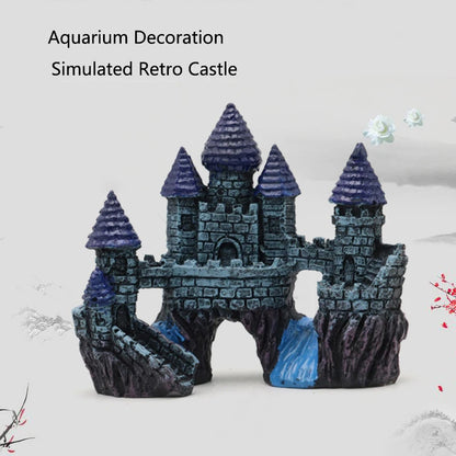 Resin Artificial Fish Tank Ancient Castle Decoration Aquarium Rock Cave Building Decoration Aquatic Landscaping Ornament Decor