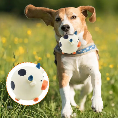 Small Dog Squeaky Toys Round Cartoon Animal Shape Indestructible Dog Teething Toys Reduces Buildup Without Brushing No Stuffing