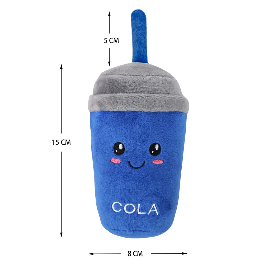 Dog Plush Toy Funny Cute Plush Stuffed Cola Cup Drink Pet Toy Squeaky Sound Large Medium And Small Dog Toys Fleece Squeak Toys