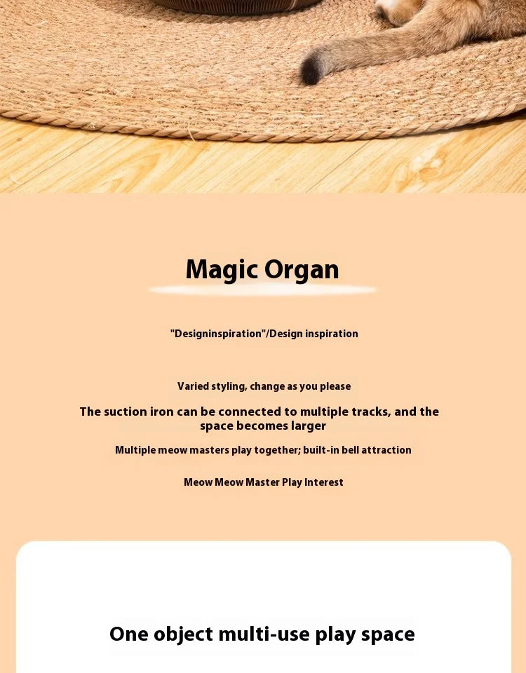 Organ cat scratch board foldable cat toy with bell for self fun and relaxation, cat scratch resistant corrugated paper, scratch