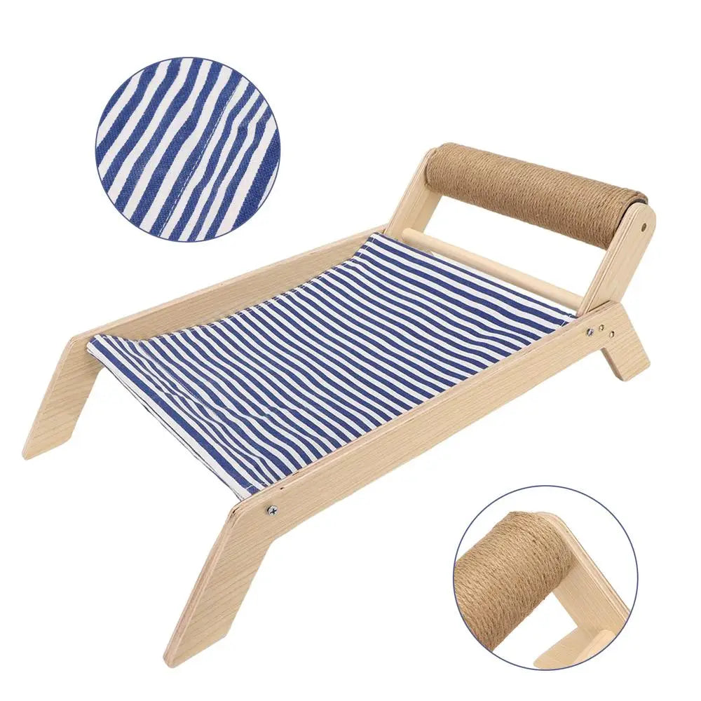 Pet Lounge Chair Portable Solid Cat Hammock Nest Beds Wooden Frame Swing Chair Multifunctional Kitten Raised Bed Cat Lounger