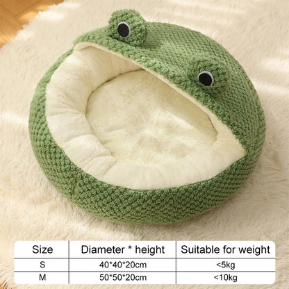 Pet Bed Cat Dog Nest Winter Warm Plush Round Cartoon Frog Deep Sleep Bag Comfort Soft Puppy Dog Bed Warm Cat Basket