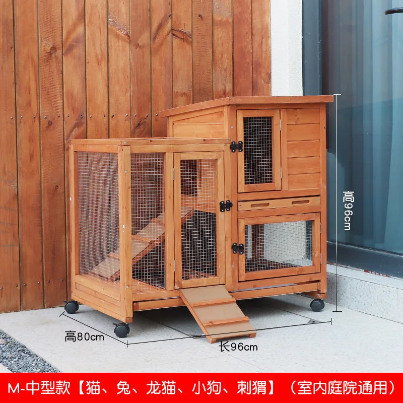 Courtyard Pet Cat Puppy Cage Small Dog Indoor Totoro Rutin Chicken Rabbit Cage Balcony Movable Villa Home