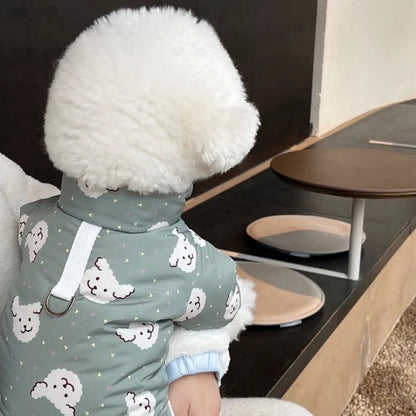Waterproof Dog Warm Jacket Bear Print Winter Dog Coat Cotton Four Legged Dog Clothes Chihuahua Poodle Bichon Puppy Accessories