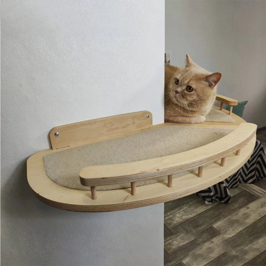 Wall Mounted Cat Climbing Shelves For Cat Corner Step With Guardrail Arch Platform Suit for Kitten Relax Non-slip & Widen Step