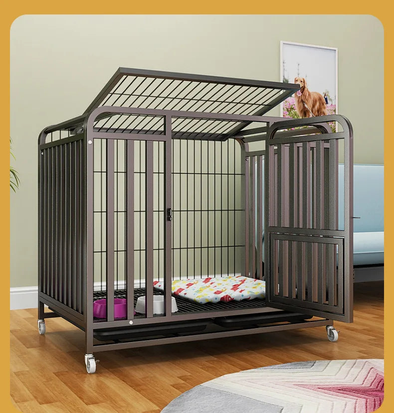 Dog cage Household Indoor with toilet Large Medium Small Dog Teddy Corgi Bichon Shiba Golden Retriever Large cage Kennel