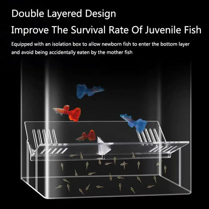 ﻿ High Transparent External  Aquarium fish breeding box juvenile fish tank isolation Betta fry spawning apparatus Tropical fish