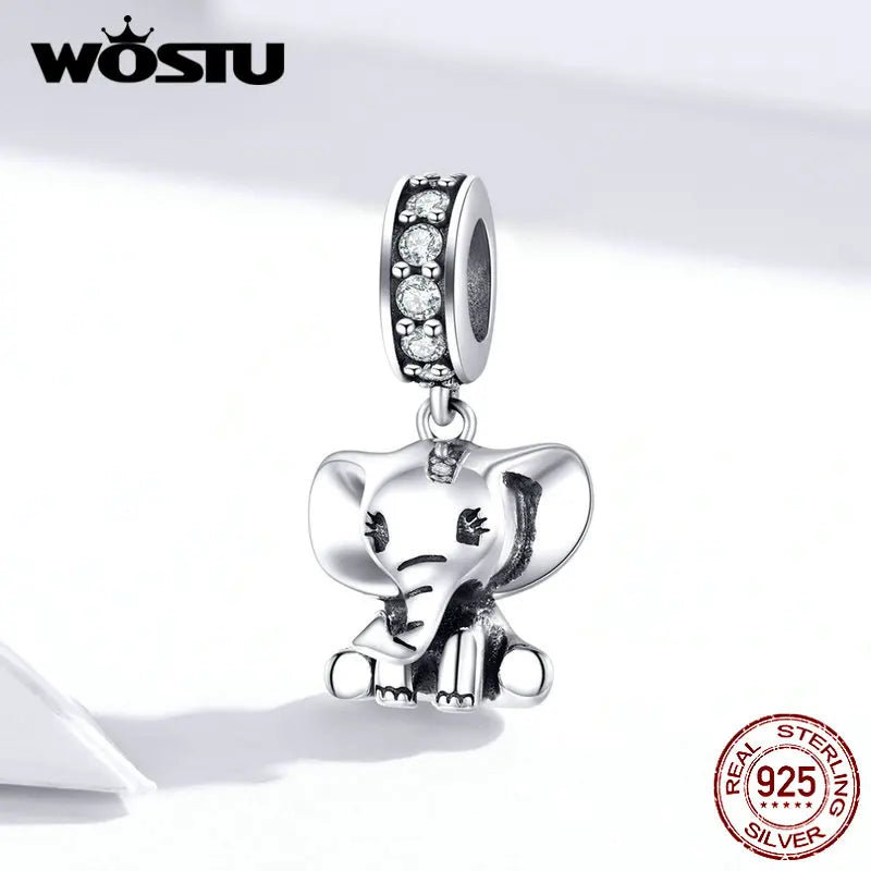 WOSTU 925 Sterling Silver Animal Charms Giraffe Zebra Unicorn Beads for Women Fit Original Bracelets Necklace DIY Jewelry Making