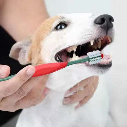 Double Head Pet Toothbrush Cat Dog Pet Cleaning Toothbrush Safe Food Grade Material Non-irritating Soft Hair Maintain Pet Oral H