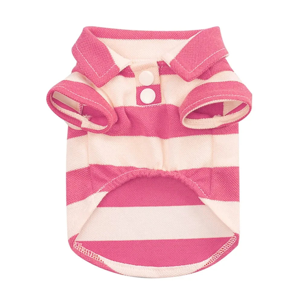 Stripe Dog Shirt Breathable Polo Shirts Summer Dog Clothes for Small Medium Dogs Cat Girl Boy Puppy Chihuahua Yorkie Pet Apparel