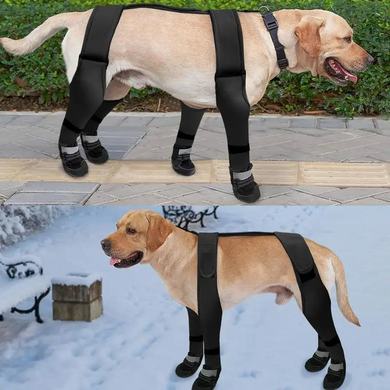 Dog Suspender Boots Waterproof Paw Protectors Non-slip Pets Paws Protector Adjustable Walking Shoes Booties Dog Paw Protectors