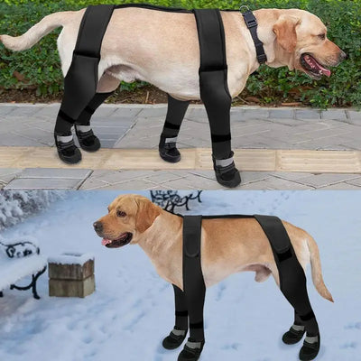 Dog Suspender Boots Waterproof Paw Protectors Non-slip Pets Paws Protector Adjustable Walking Shoes Booties Dog Paw Protectors