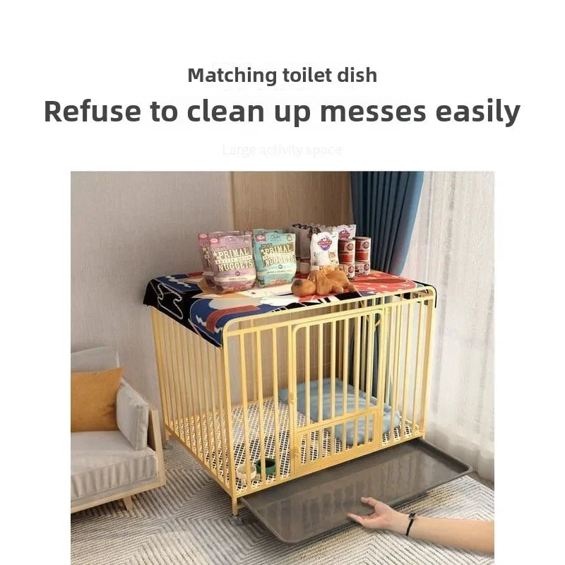 Dog cage Medium and large dog household Dog cage with toilet Square pipe Bold reinforcement Villa indoor Golden Retriever Labrad