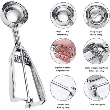 Stainless Steel Ice Cream Spoon Easy To Clean And To Easy Scoop Watermelon Ice Demould Kitchen Cream Fruit Tool T1Y0