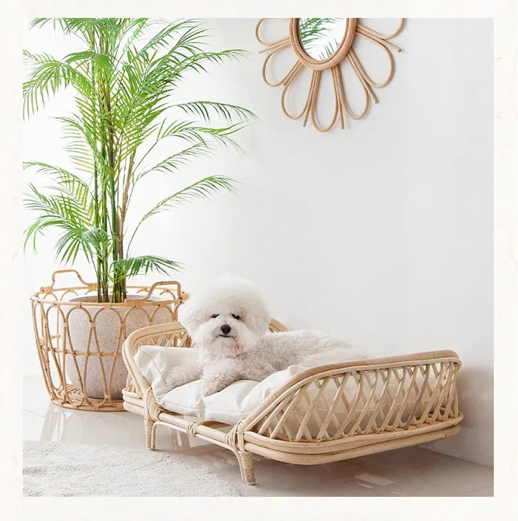 Dog bed universal cat litter pet bed rattan dog bed rattan kennels medium and small dogs winter and summer pet litter