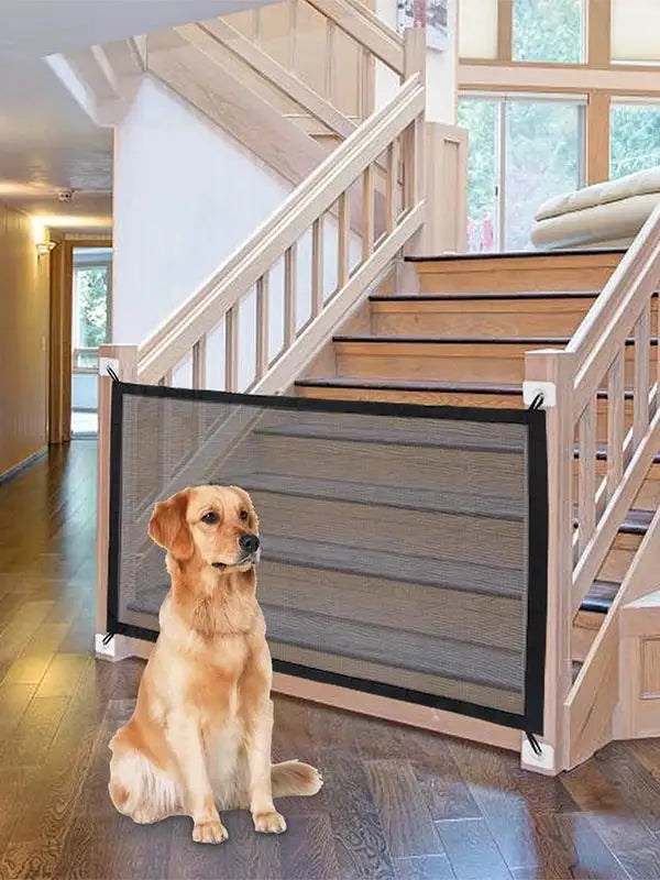 Nylon Mesh Folding Pet Barrier Indoor Outdoor Retractable Baby Gate Pet Separation Guard Isolated Fence Kid Safety Fence