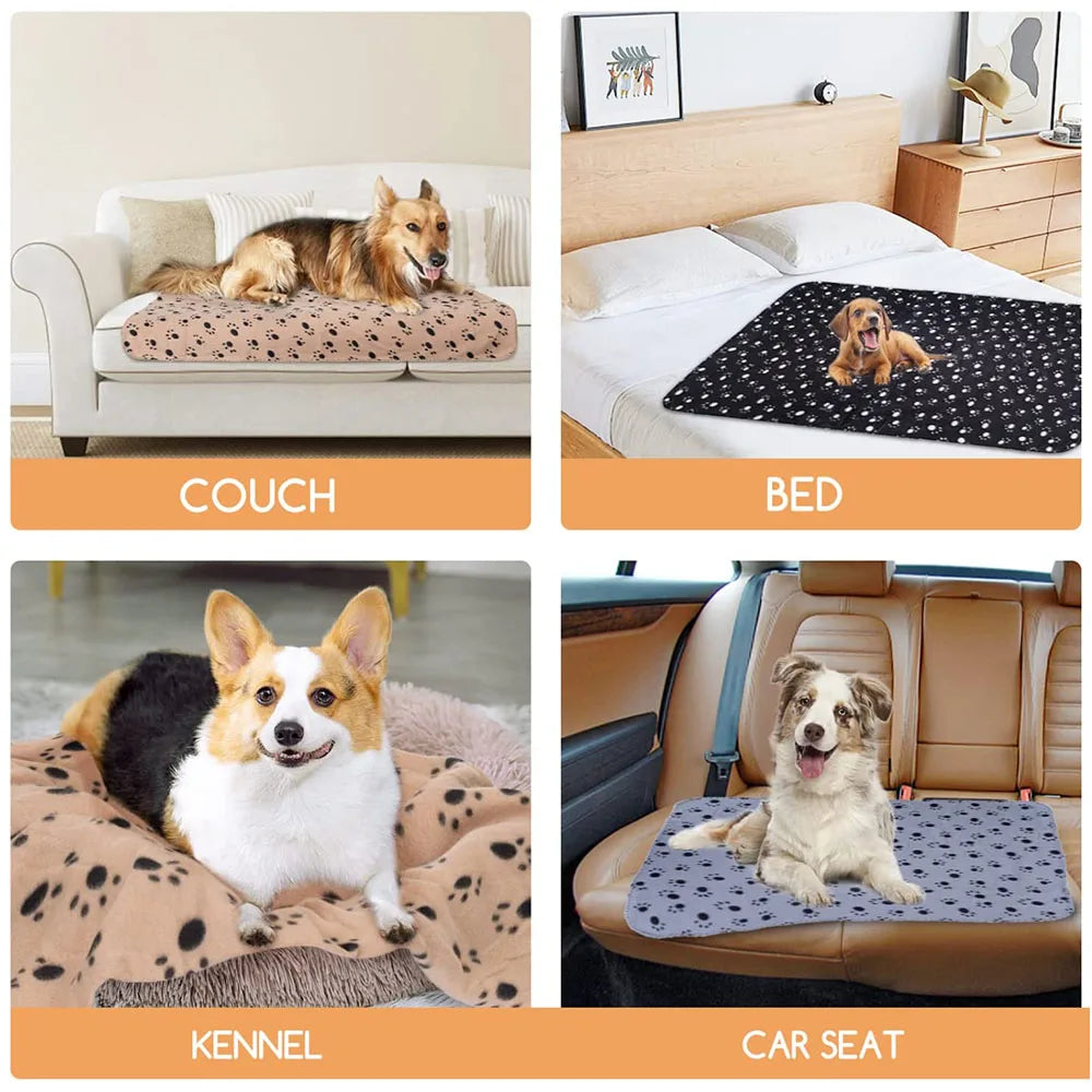 Pet Blanket Super Soft Dog Blanket with Cute Paw Print Warm Puppy Blanket Mat Bed Cover for Large Dogs Kitten Cat Small Animals