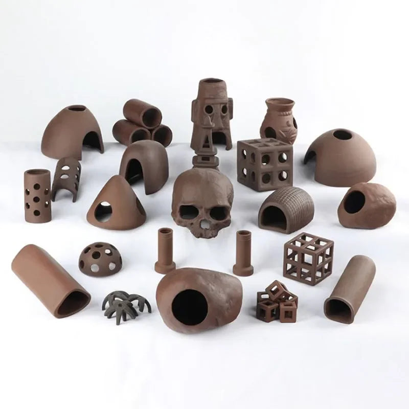 Ceramic House Fish Tank Aquarium Decoration Fish Shrimps Shelter House Pottery Scorpion House Canister Simulation Stone Ornament